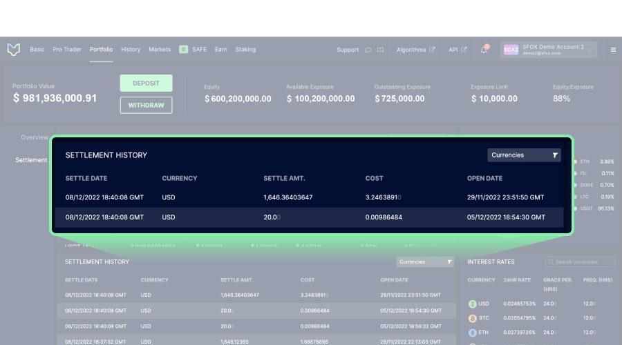 sFOX PTS settlement history